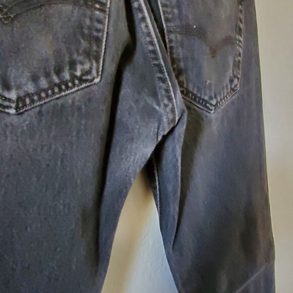 Vintage Levis 501 Mens 31x32 Black Button Fly Straight Leg Faded Frayed Faded - Picture 8 of 10